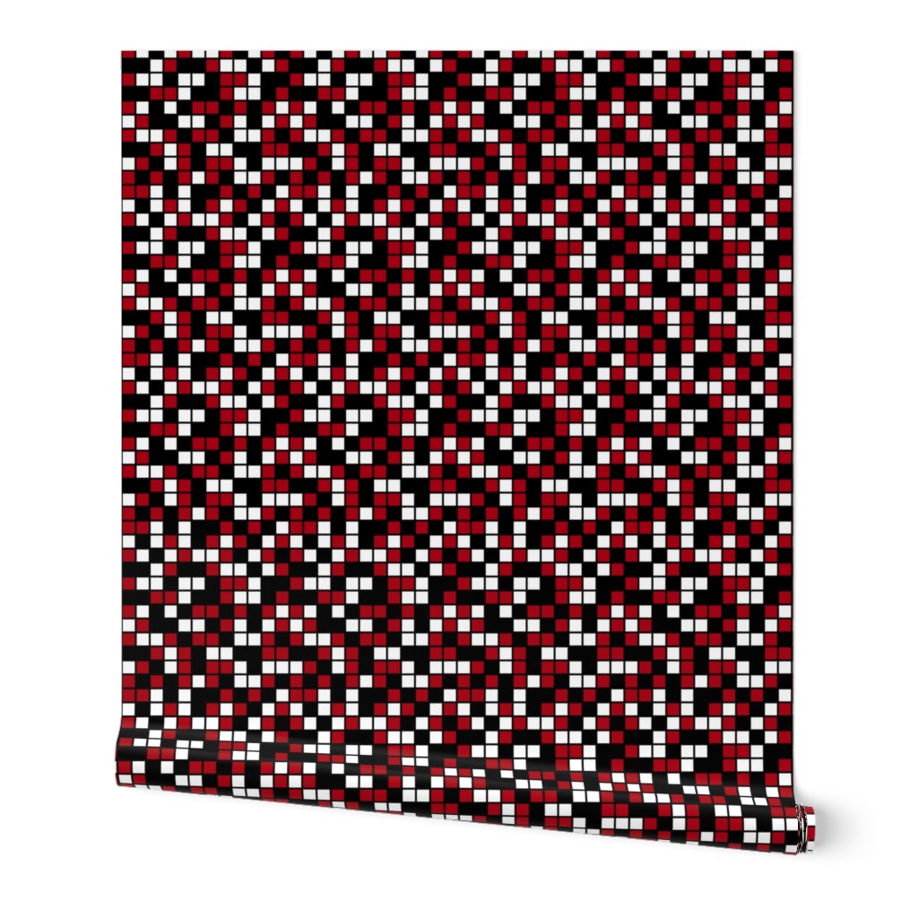 Medium Mosaic Squares in Black, Dark Red, and White