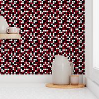 Medium Mosaic Squares in Black, Dark Red, and White