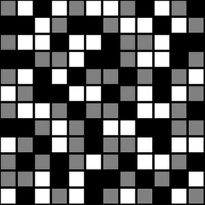 Medium Mosaic Squares in Black, Medium Gray, and White