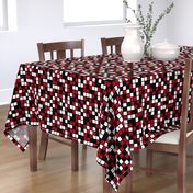 Large Mosaic Squares in Black, Dark Red, and White