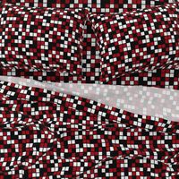 Large Mosaic Squares in Black, Dark Red, and White