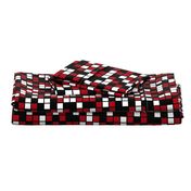 Large Mosaic Squares in Black, Dark Red, and White