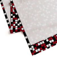 Large Mosaic Squares in Black, Dark Red, and White