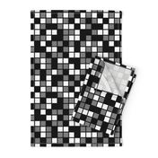 Large Mosaic Squares in Black, Medium Gray, and White
