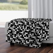 Large Mosaic Squares in Black, Medium Gray, and White