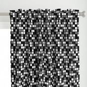 Large Mosaic Squares in Black, Medium Gray, and White