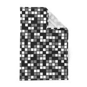 Large Mosaic Squares in Black, Medium Gray, and White