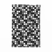 Large Mosaic Squares in Black, Medium Gray, and White