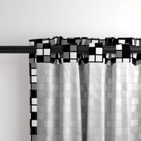 Large Mosaic Squares in Black, Medium Gray, and White