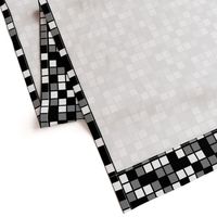 Large Mosaic Squares in Black, Medium Gray, and White