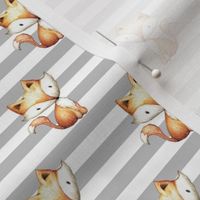 Sweet Baby Fox (gray stripe) SMALLER - Woodland Animal Baby Nursery Crib Sheets Blanket Bedding GingerLous