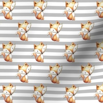 Sweet Baby Fox (gray stripe) SMALLER - Woodland Animal Baby Nursery Crib Sheets Blanket Bedding GingerLous