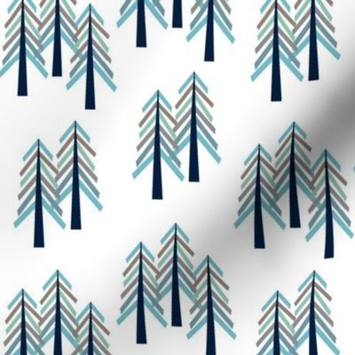 Pine Trees - Navy Blue Woodland Forest Tree Grove Baby Boy Nursery