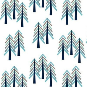 Pine Trees - Navy Blue Woodland Forest Tree Grove Baby Boy Nursery