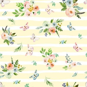 8" Spring Time Bunny Florals Pale Yellow