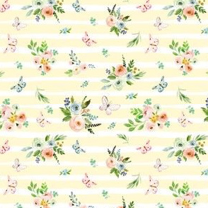 4" Spring Time Bunny Florals Pale Yellow