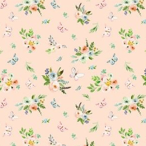 4" Spring Time Bunny Florals Peach
