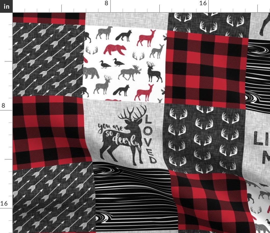 You are so deerly loved & Little Man  - buffalo check woodland patchwork fabric