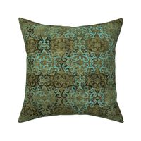 batik scroll - moss green