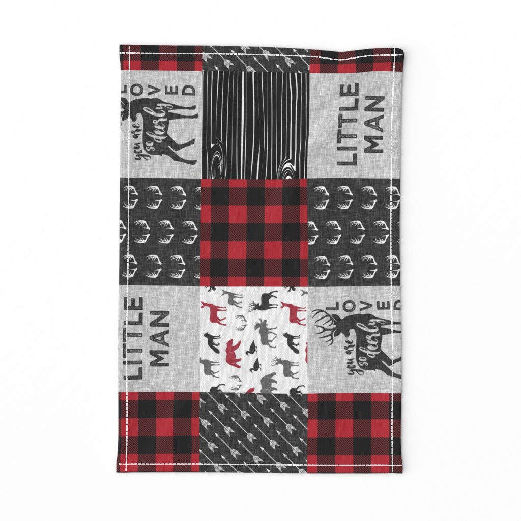 You are so deerly loved & Little Man  - buffalo check woodland patchwork fabric (90)