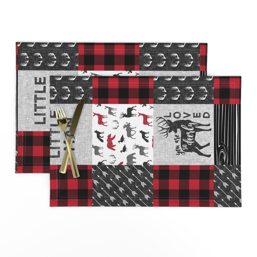 You are so deerly loved & Little Man  - buffalo check woodland patchwork fabric (90)