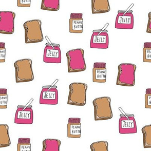 pbj // peanut butter and jelly fun kids foods fabric white pink