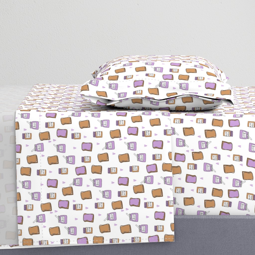 pbj // peanut butter and jelly fun kids foods fabric white lavender