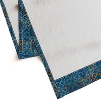 batik scroll - sapphire with gold