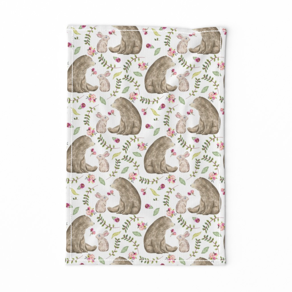 Bear & Bunny Friends - Floral Woodland Baby Girls Nursery Bedding GingerLous A