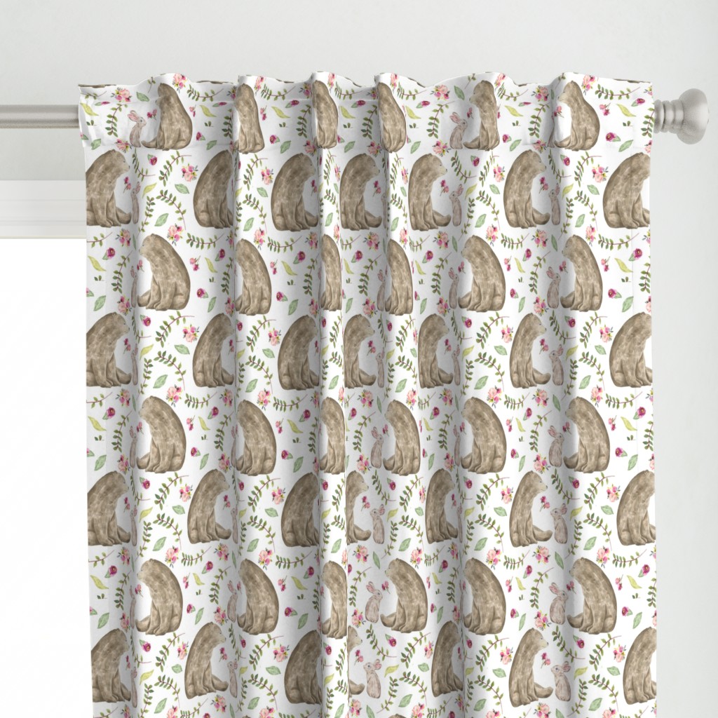 Bear & Bunny Friends - Floral Woodland Baby Girls Nursery Bedding GingerLous A