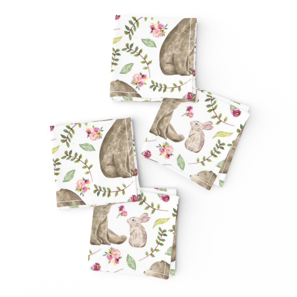 Bear & Bunny Friends - Floral Woodland Baby Girls Nursery Bedding GingerLous A