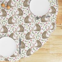 Bear & Bunny Friends - Floral Woodland Baby Girls Nursery Bedding GingerLous A