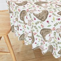 Bear & Bunny Friends - Floral Woodland Baby Girls Nursery Bedding GingerLous A