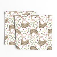 Bear & Bunny Friends - Floral Woodland Baby Girls Nursery Bedding GingerLous A