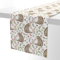 Bear & Bunny Friends - Floral Woodland Baby Girls Nursery Bedding GingerLous A