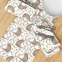 Bear & Bunny Friends - Floral Woodland Baby Girls Nursery Bedding GingerLous A