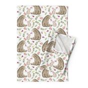 Bear & Bunny Friends - Floral Woodland Baby Girls Nursery Bedding GingerLous A