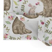 Bear & Bunny Friends - Floral Woodland Baby Girls Nursery Bedding GingerLous A