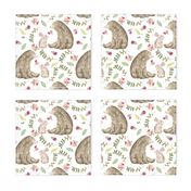 Bear & Bunny Friends - Floral Woodland Baby Girls Nursery Bedding GingerLous A