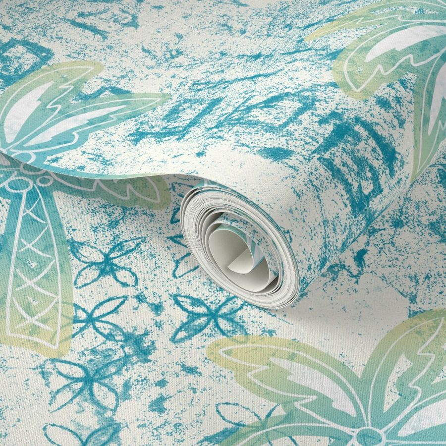 palms batik - teal