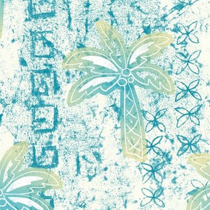 palms batik - teal