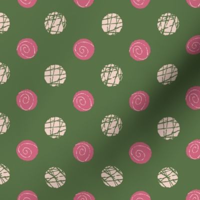Doodle Buttons Green Pink