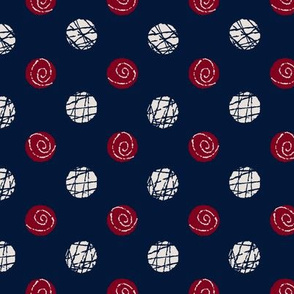 Doodle Buttons Navy Maroon