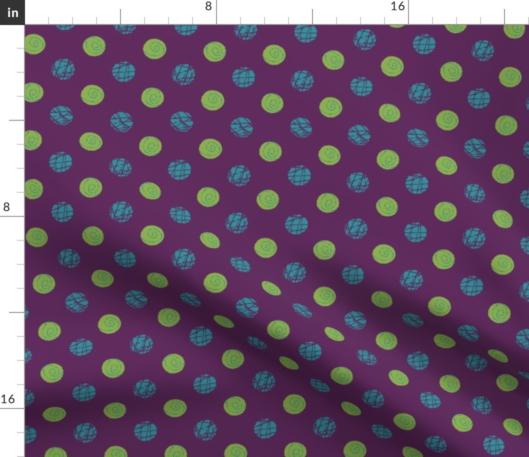 Doodle Buttons Purple Green Teal
