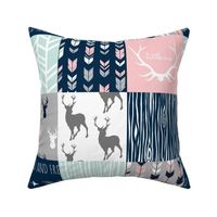Patchwork Deer - Navy, Pink and Mint