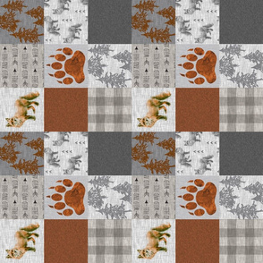3” Fox Forest Quilt - Rust, grey, tan - Rotated