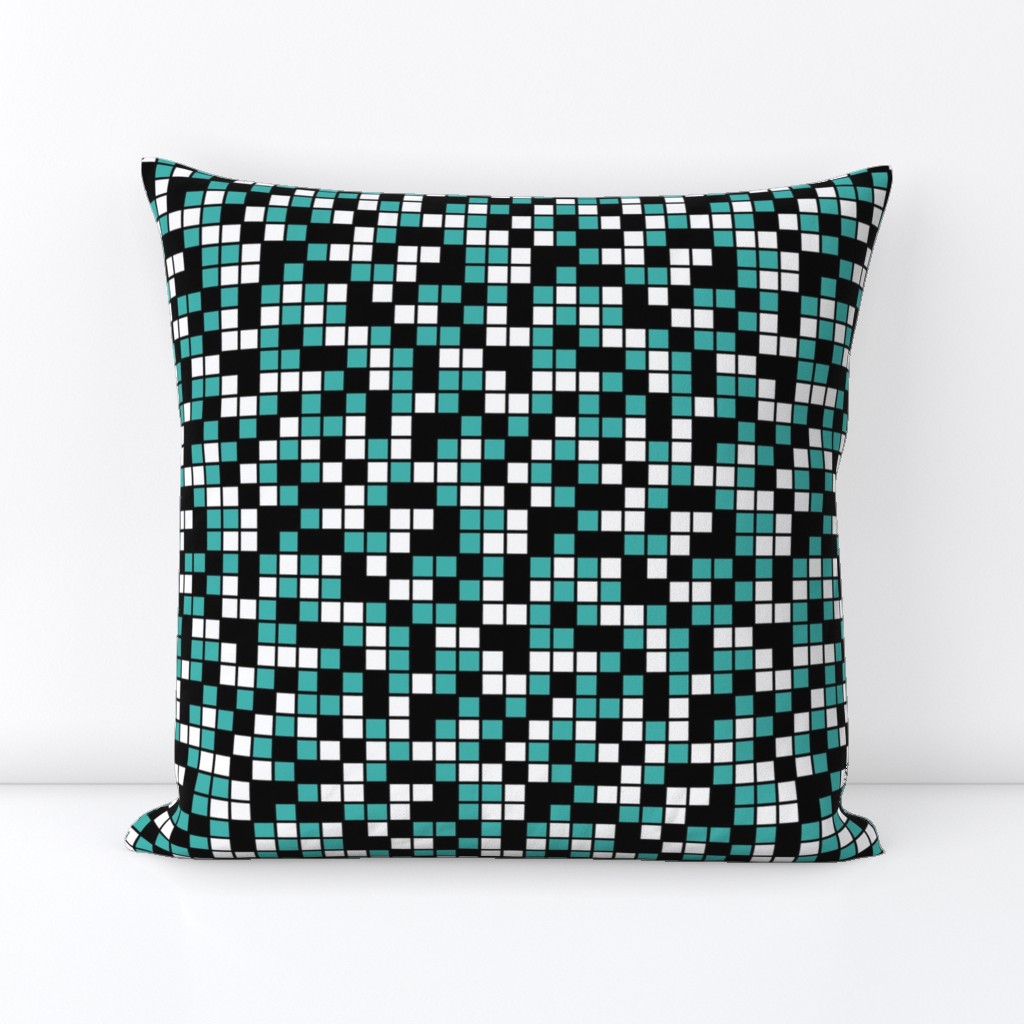 Medium Mosaic Squares in Black, Verdigris, and White