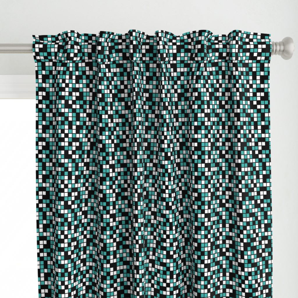 Medium Mosaic Squares in Black, Verdigris, and White