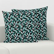 Medium Mosaic Squares in Black, Verdigris, and White