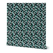 Medium Mosaic Squares in Black, Verdigris, and White